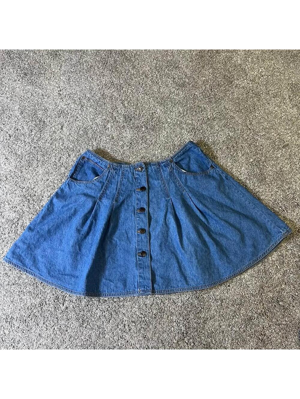 Carolina Blues Vintage Denim A-Line Button Front Skirt size 9